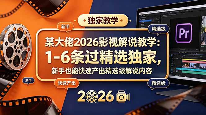 （18946期）某大佬2026影视解说教学：1-6条过精选独家，新手也能快速产出精选级解说内容-凡人轻创
