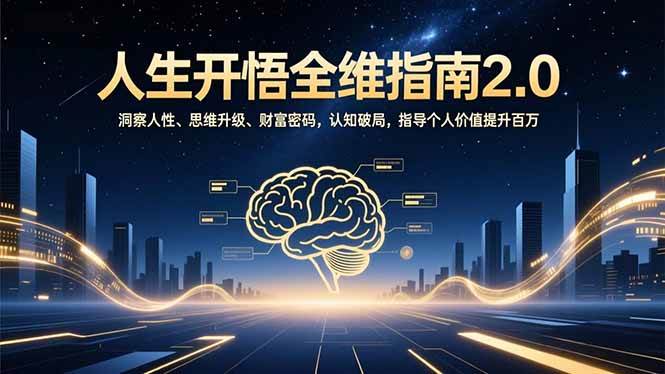 （16898期）人生开悟全维指南2.0：洞察人性、思维升级、财富密码，认知破局，指导个人价值提升百万-凡人轻创