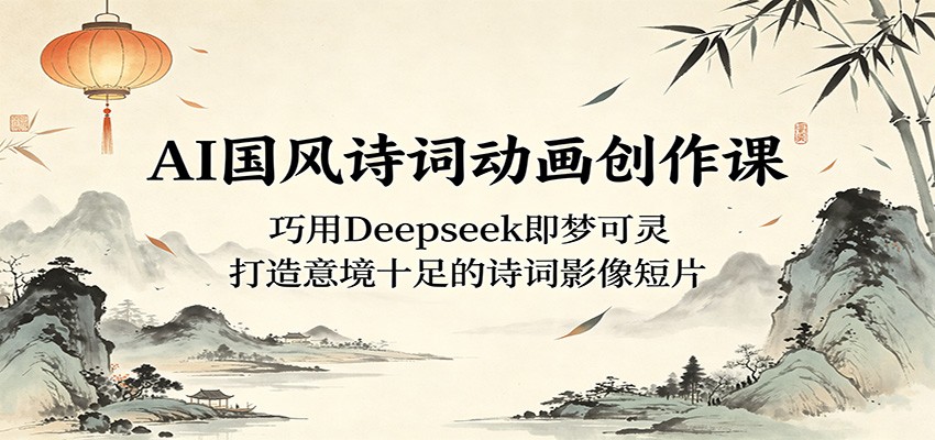 AI国风诗词动画创作课：巧用Deepseek即梦可灵，打造意境十足的诗词影像短片-凡人轻创