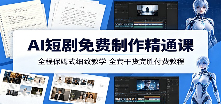 AI短剧免费制作精通课:全程保姆式细致教学,全套干货完胜付费教程-凡人轻创