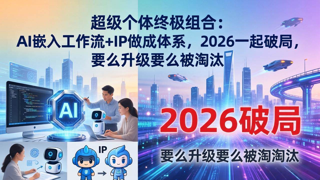 (17789期)超级个体终极组合:AI嵌入工作流+IP做成体系,2026一起破局,要么升级要么被淘汰-凡人轻创