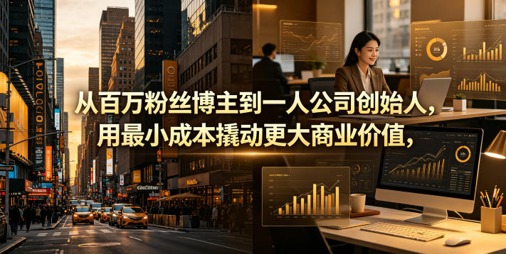 从百万粉丝博主到一人公司创始人，用最小成本撬动更大商业价值-凡人轻创