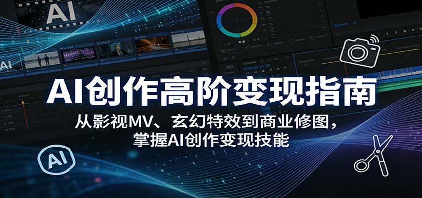 AI创作高阶变现指南：从影视MV、玄幻特效到商业修图，掌握AI创作变现技能-凡人轻创