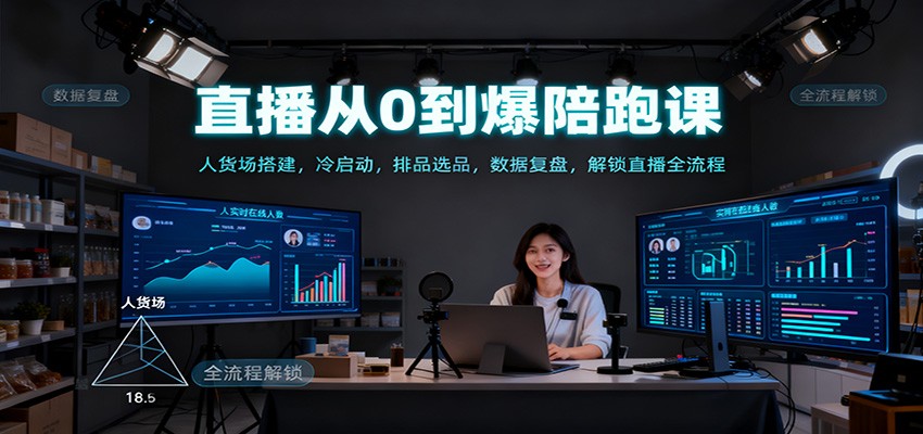 直播从0到爆陪跑课：人货场搭建，冷启动，排品选品，数据复盘，解锁直播全流程-凡人轻创