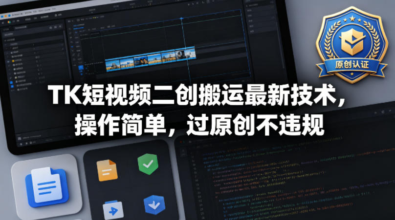TK短视频二创搬运最新技术，操作简单，过原创不违规-凡人轻创