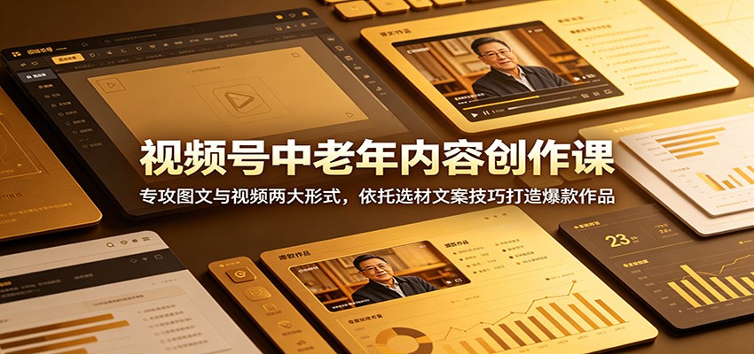 视频号中老年内容创作课：专攻图文与视频两大形式，依托选材文案技巧打造爆款作品-凡人轻创