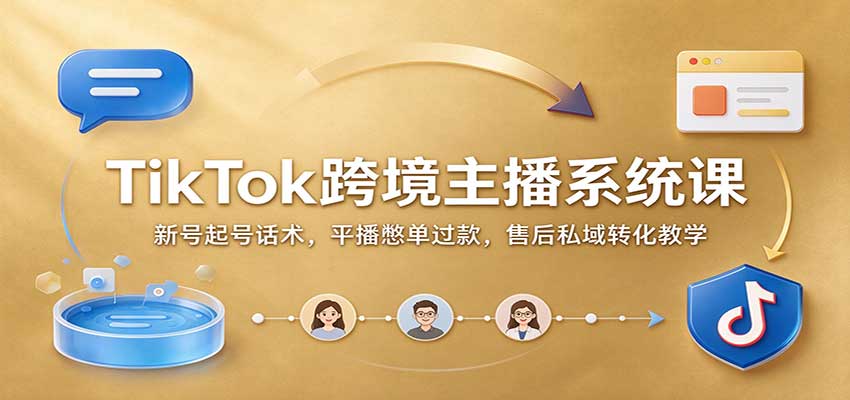 TikTok跨境主播系统课:新号起号话术,平播憋单过款,售后私域转化教学 TikTok跨境主播系统课:新号起号话术,平播憋单过款,售后私域转化教学