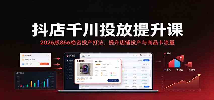 抖店千川投放提升课:2026版866绝密投产打法,提升店铺投产与商品卡流量-凡人轻创