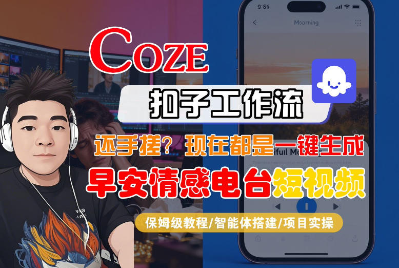 【Coze工作流搭建实操教程】【coze】早安情感电台日签视频还在手动做？用扣子工作流自动生成，省时90%-凡人轻创