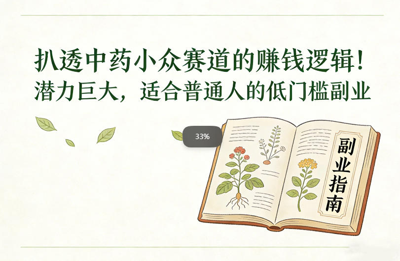 扒透中药小众赛道的賺米逻辑,潜力巨大,适合普通人的低门槛副业-凡人轻创