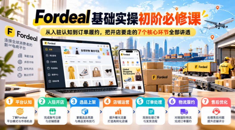 Fordeal基础实操初阶必修课，从入驻认知到订单履约，把开店要走的7个核心环节全部讲透-凡人轻创