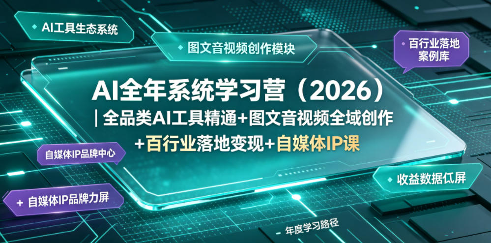 AI全年系统学习营（2026）｜全品类AI工具精通+图文音视频全域创作+百行业落地变现+自媒体IP打造年度进阶大课-凡人轻创