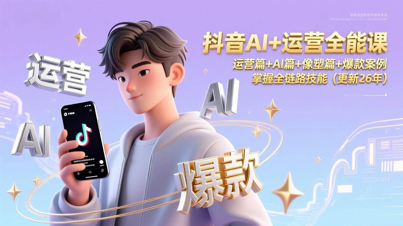 （17078期）抖音AI+运营全能课，运营篇+AI篇+像塑篇+爆款案例，掌握全链路技能（更新26年）-凡人轻创