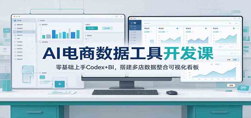 AI电商数据工具开发课:零基础上手Codex+BI,搭建多店数据整合可视化看板-凡人轻创