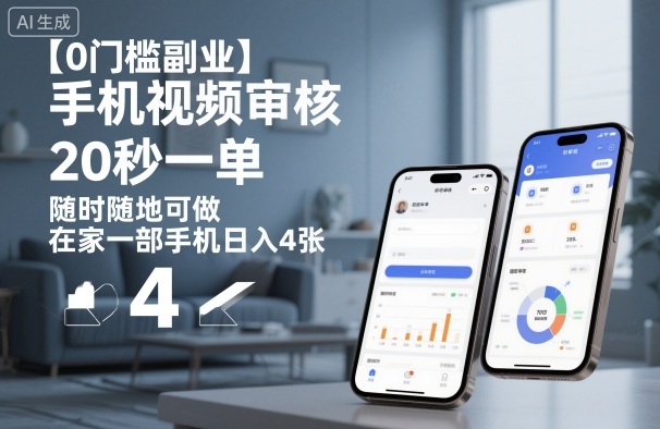 【0门槛副业】手机视频审核，20秒一单，随时随地可做，在家一部手机日入4张【揭秘】-凡人轻创