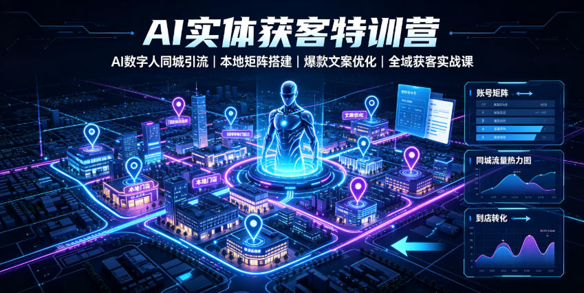AI实体获客特训营｜AI数字人同城引流、本地矩阵搭建、爆款文案优化全域获客实战课-凡人轻创