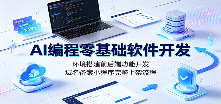AI编程零基础软件开发：环境搭建前后端功能开发，域名备案小程序完整上架流程-凡人轻创