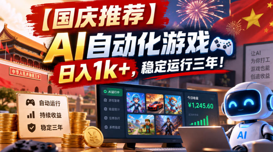 【国庆推荐】AI自动化游戏,日入1k+,操作简单,稳定运行三年!【揭秘】-凡人轻创