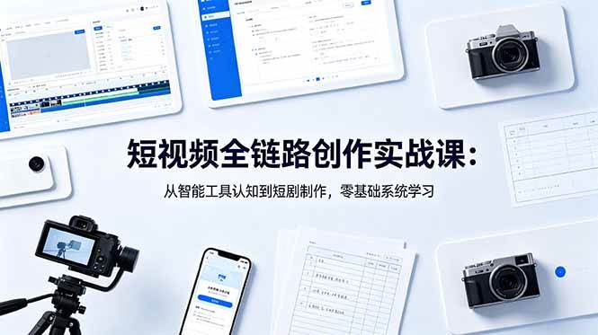 （18683期）短视频全链路创作实战课：从智能工具认知到短剧制作，零基础系统学习-凡人轻创