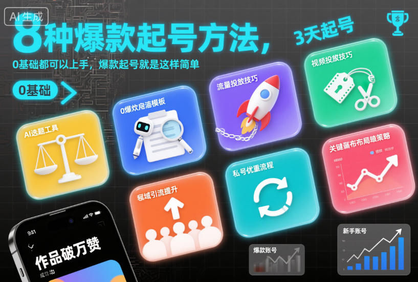 8种爆款起号方法，0基础都可以上手，爆款起号就是这样简单-凡人轻创
