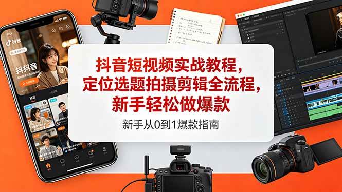 （18524期）抖音短视频实战教程，定位选题拍摄剪辑全流程，新手轻松做爆款-凡人轻创