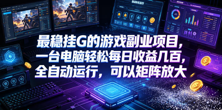 最稳挂G的游戏副业项目，一台电脑轻松每日收益几百，全自动运行，可以矩阵放大【揭秘】-凡人轻创