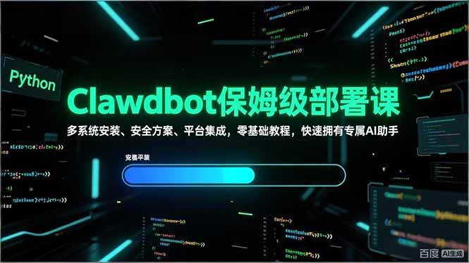 （17343期）Clawdbot保姆级部署课，多系统安装、安全方案、平台集成，零基础教程，快速拥有专属AI助手-凡人轻创