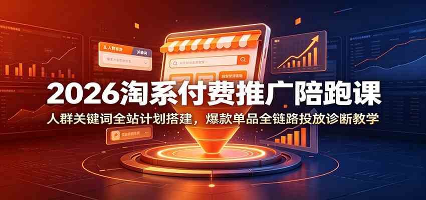 2026淘系付费推广陪跑课：人群关键词全站计划搭建，爆款单品全链路投放诊断教学-凡人轻创