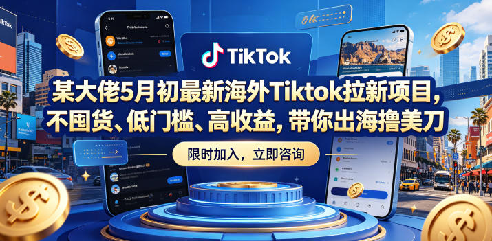 某大佬5月初最新海外Tiktok拉新项目,不囤货、低门槛、高收益,带你出海撸美刀-凡人轻创
