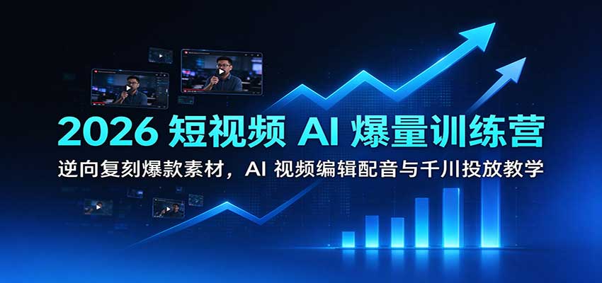 2026短视频AI爆量训练营:逆向复刻爆款素材,AI视频编辑配音与千川投放教学-凡人轻创
