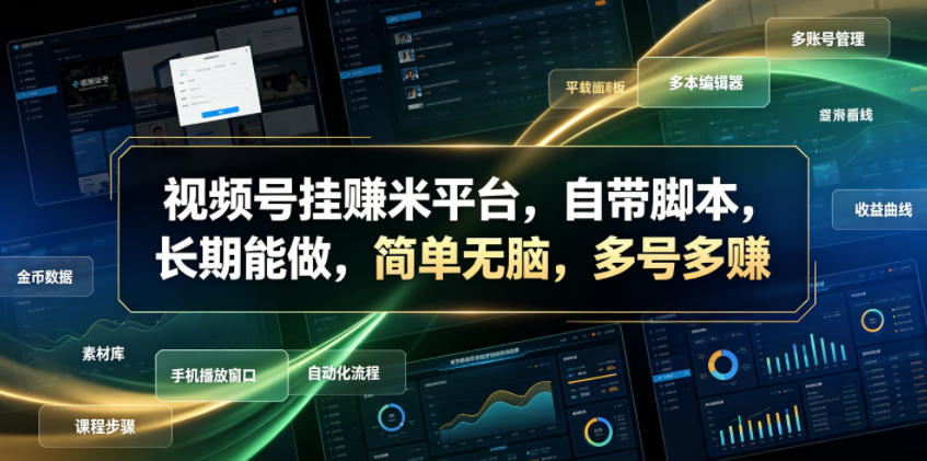 视频号挂賺米平台，自带脚本，长期能做，简单无脑，多号多賺【揭秘】-凡人轻创