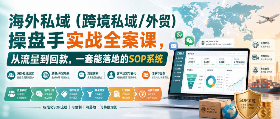 海外私域(跨境私域/外贸)操盘手实战全案课,从流量到回款,一套能落地的SOP系统-凡人轻创
