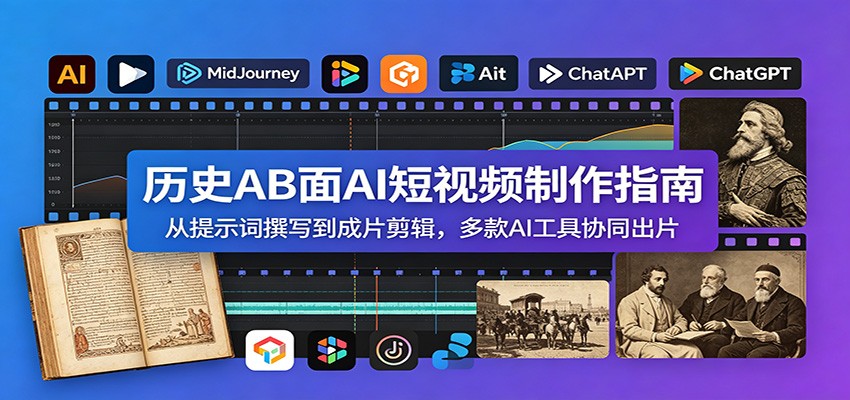 历史AB面AI短视频制作指南：从提示词撰写到成片剪辑，多款AI工具协同出片-凡人轻创