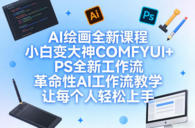 AI绘画全新课程,小白变大神COMFYUI+PS全新工作流,革命性AI工作流教学,让每个人轻松上手-凡人轻创