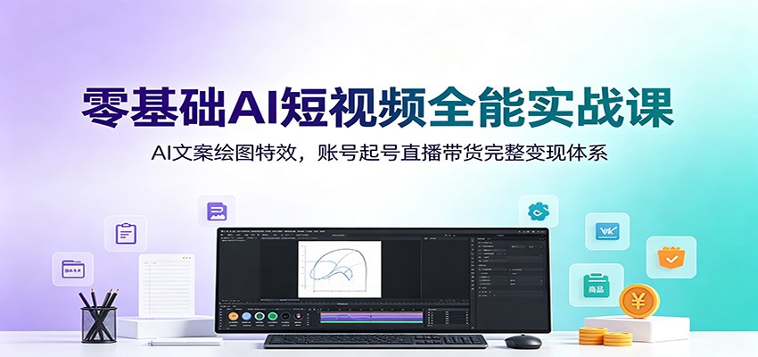 零基础AI短视频全能实战课:AI文案绘图特效,账号起号直播带货完整变现体系-凡人轻创