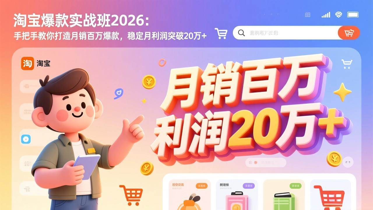 （17401期）淘宝爆款实战班-2026年2月更新：手把手教你打造月销百万爆款，稳定月利润突破20万+-凡人轻创