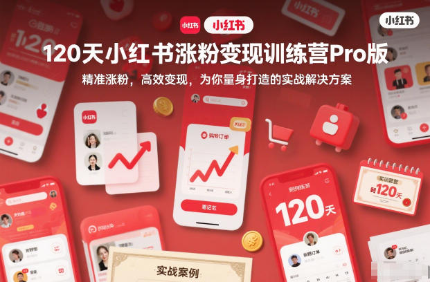 120天小红书涨粉变现训练营Pro版，精准涨粉，高效变现，为你量身打造的实战解决方案-凡人轻创