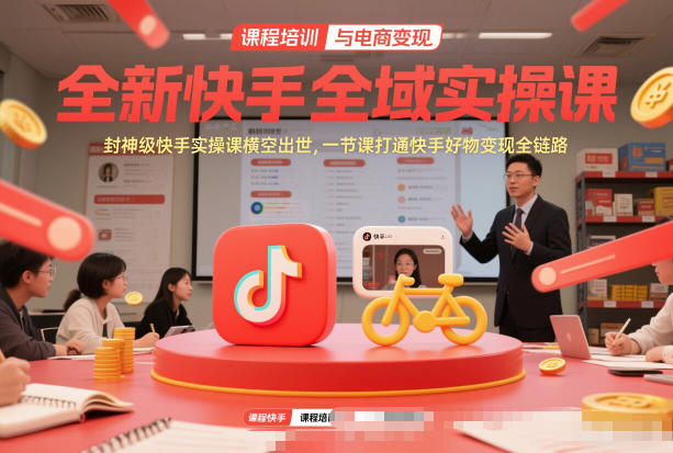 全新快手全域实操课,封神级快手实操课横空出世,一节课打通快手好物变现全链路-凡人轻创