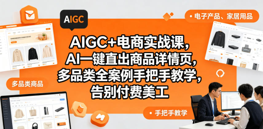 AIGC+电商实战课,AI一键直出商品详情页,多品类全案例手把手教学,告别付费美工(更新0704)-凡人轻创