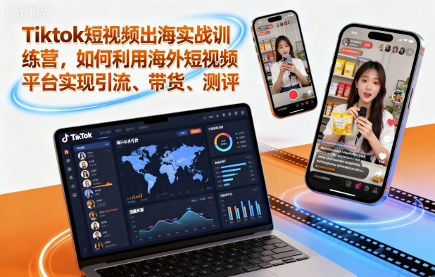 Tiktok短视频出海实战训练营，如何利用海外短视频平台实现引流、带货、测评-凡人轻创