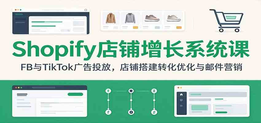Shopify店铺增长系统课：FB与TikTok广告投放，店铺搭建转化优化与邮件营销-凡人轻创