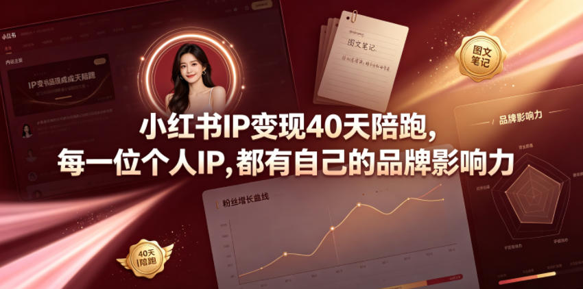 小红书IP变现40天陪跑，每一位个人IP，都有自己的品牌影响力-凡人轻创