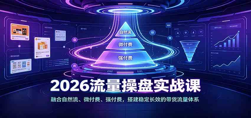 2026流量操盘实战课:融合自然流、微付费、强付费,搭建稳定长效的带货流量体系 2026流量操盘实战课:融合自然流、微付费、强付费,搭建稳定长效的带货流量体系